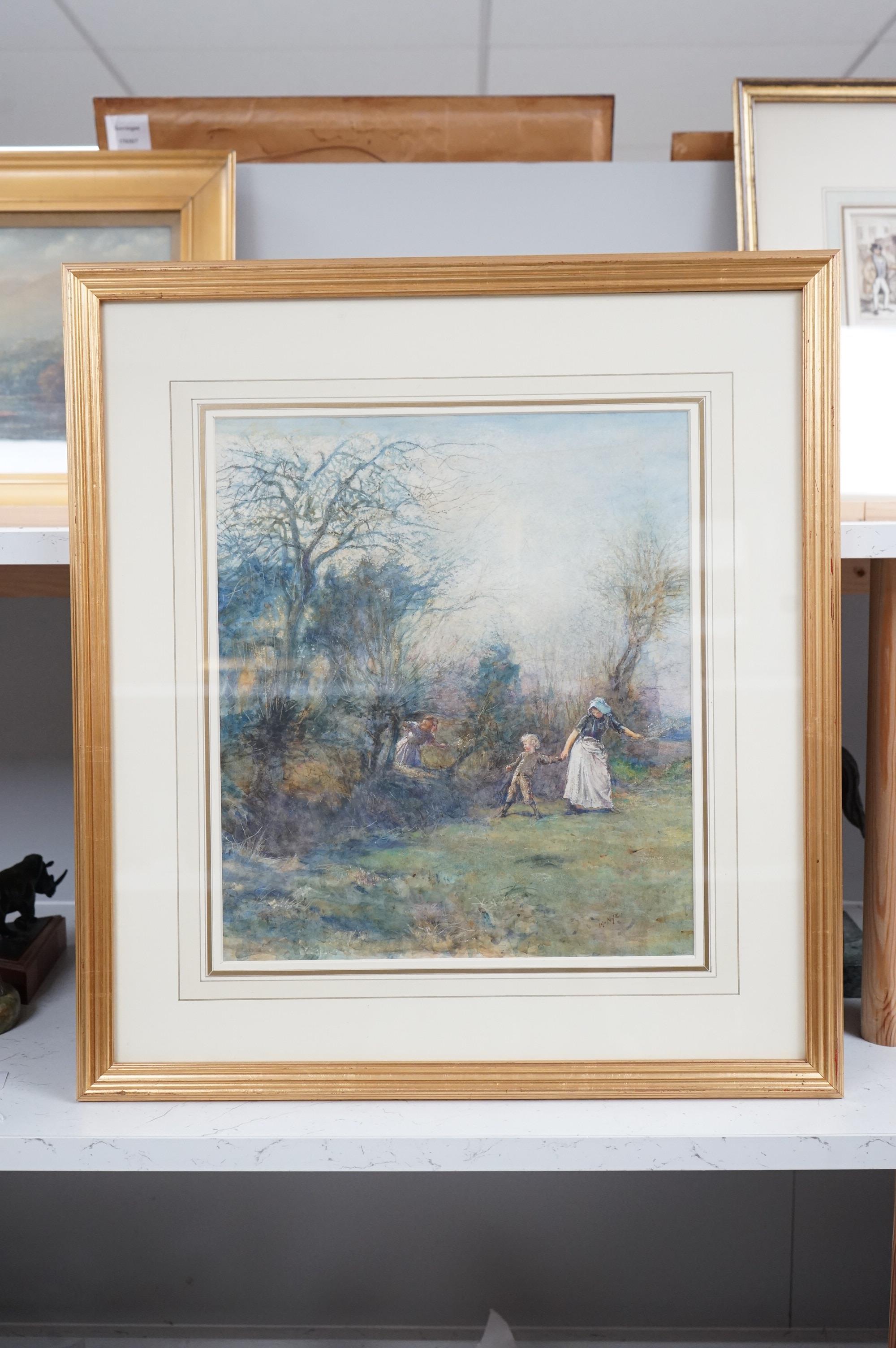 Herbert Nye (exh. 1885-1927), watercolour, ‘Springtime’, signed, details verso, 35 x 30cm